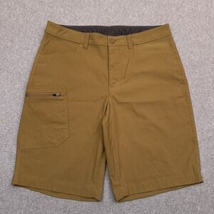 Eddie Bauer Rainier Tech Shorts Mens 32 Tan 10.5" Stretch Utility Hiking Outdoor